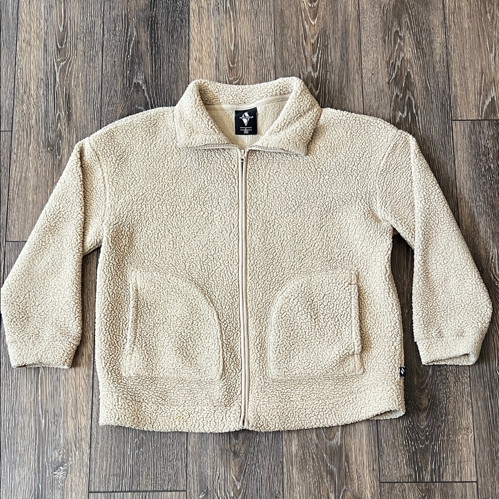 Skechers Go Snuggle Tan Sherpa Zip Up Jacket Womens Size Large